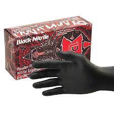 GLOVES NITRILE LG BLK PF 1M  14003