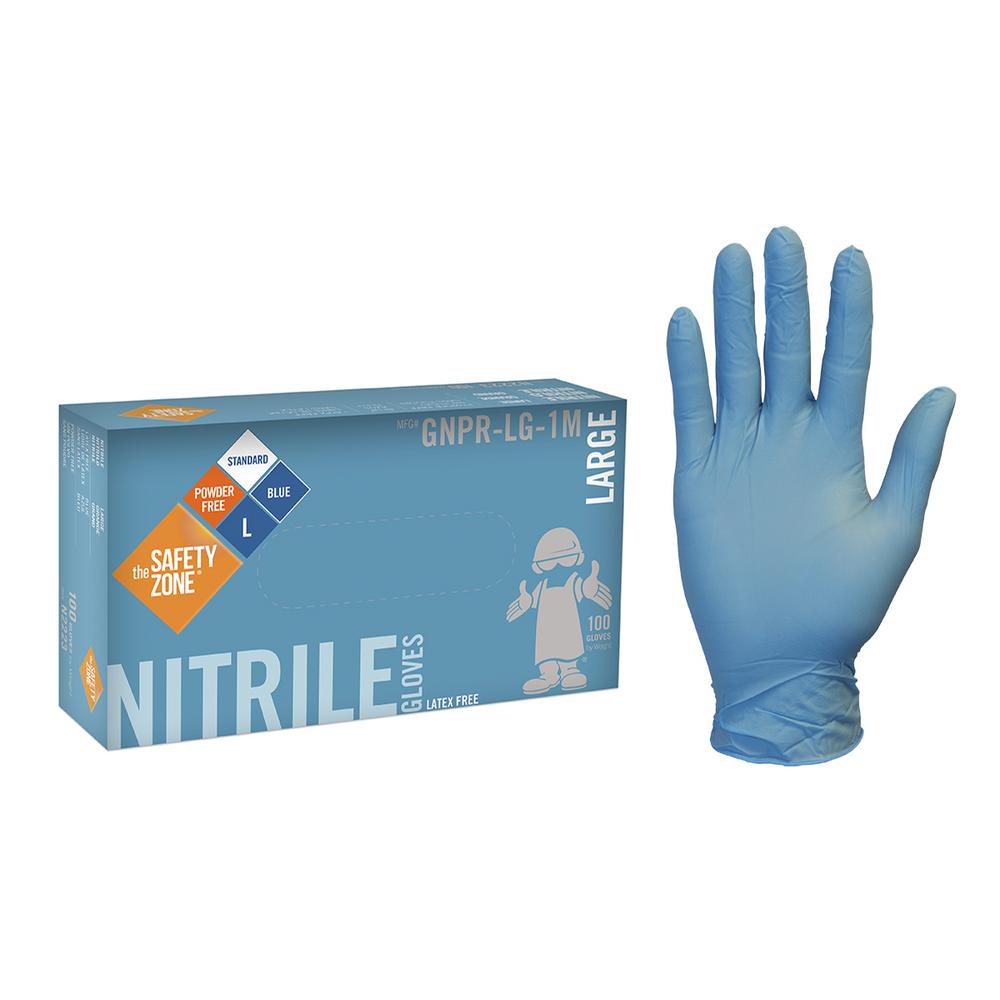 GLOVES NITRILE LG BL PF 10/100