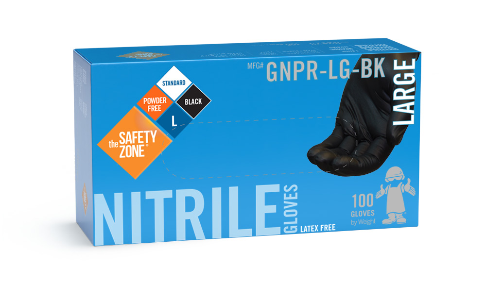 Product 183002: GLOVES NITRILE LG BK PF 10/100 GNPR-LG-BK